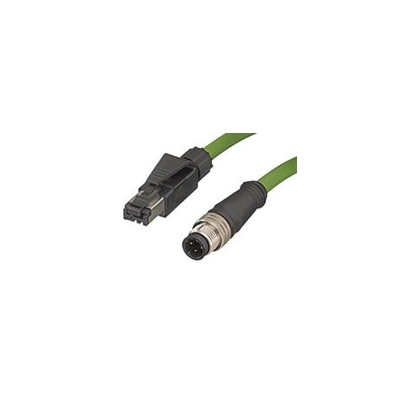 Woodhead Micro-Change (M12) To Rj-45 Double-Ended Cordset, 4 Pole, Male (Straight) To Male Rj-45 E16A06011M150
